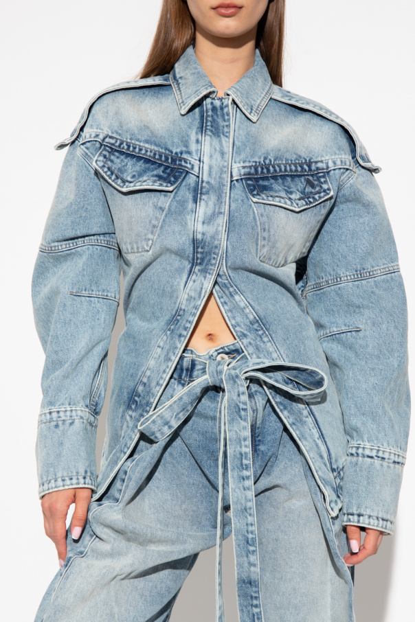 ジャケット THE ATTICO The Attico Jackets Blue Distressed denim jacket in blue - The Attico | Mytheresa